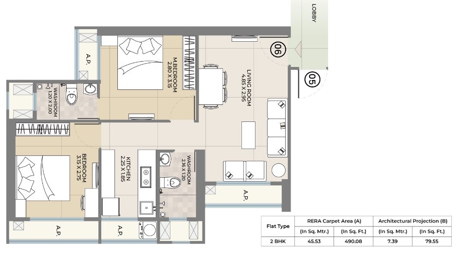 Ekdanta-Rex-Residency-Floor-Plan-2-BHK-490-Sqft-Floor-Plan (2)